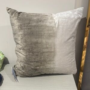Aqua Gray and White Luxurious Velvet Pillow 20x20 NWT